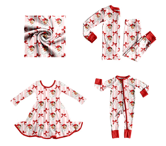 25.9.19 custom each style moq 8 eta 6-8week Sibling Sisters Christmas bow baby girl long sleeve pants sets and dress and rompers match family design