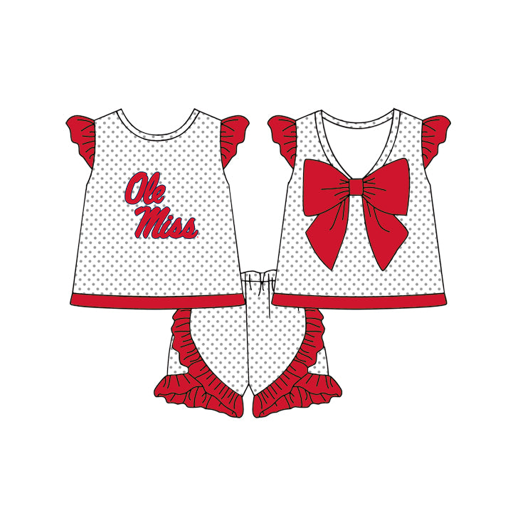Custom moq 5 mix size milk silk summer teams Girls Red  Long Sleeve Top Matching Short Sleeve Set Boys Tops