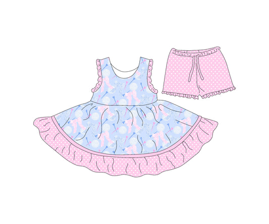 4.15 custom each style moq 5eta 4-6week Sibling Sister bow baby girls clothes Short sleeve dress and shorts match family design