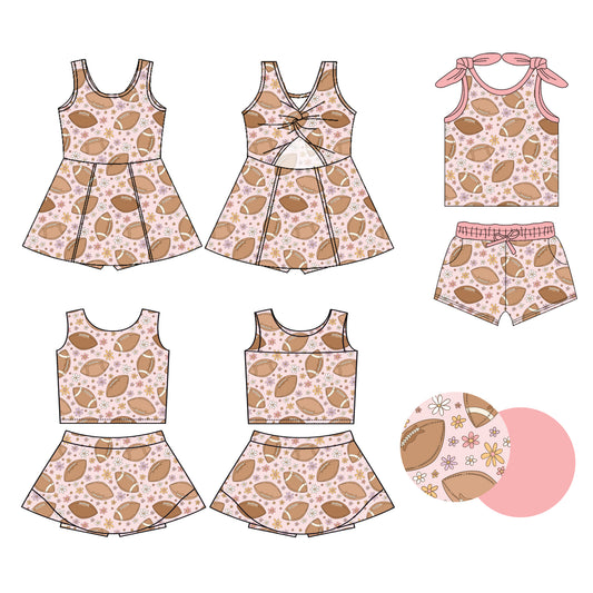Custom moq 5 mix size Sibling Baby Girls Floral print pink Sleeveless Top And Shorts Set Sleeveless Top And Skirt Sets Dress Yoga Outfit