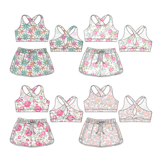 3.29 custom each style moq 5eta 4-6week Sibling Sister baby girls short sleeve set and set 4 match design