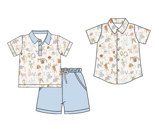 26.1.24 custom each style moq 5 eta 6-8 week Sibling Sister baby boy short sleeve shorts sets and top match family design