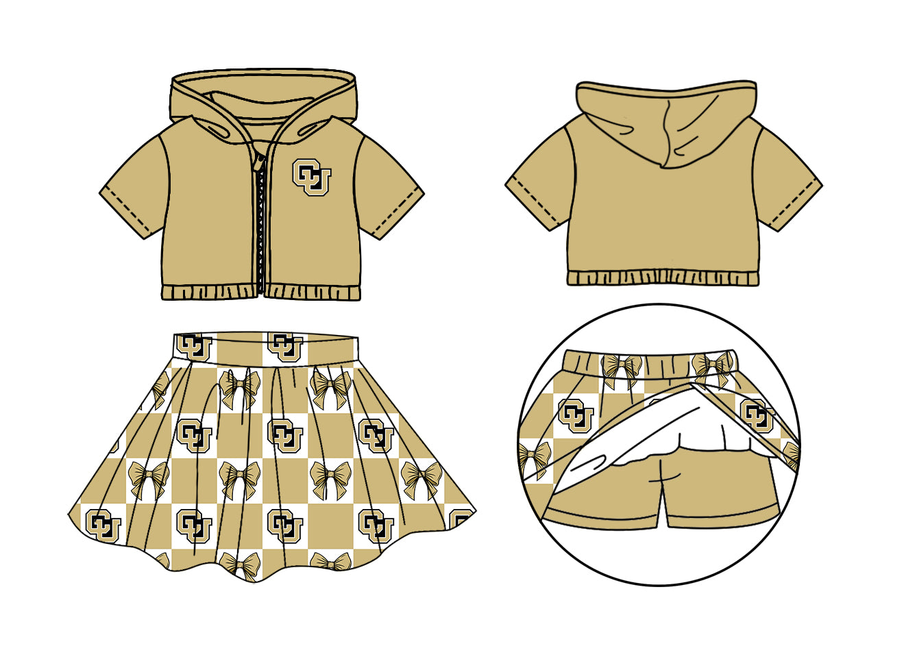 Custom moq 5 mix size Milk Silk Summer Girls' Set Letter Bow Print Plaid Sleeveless Skirt 3-Piece Set Includes Dress and Shorts-26.1.27