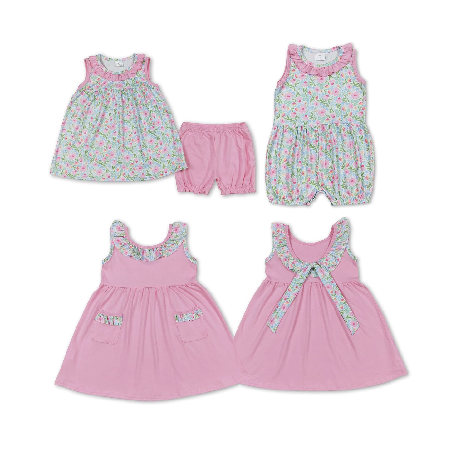 RTS girls floral Short Sleeve Shorts sets dress romper