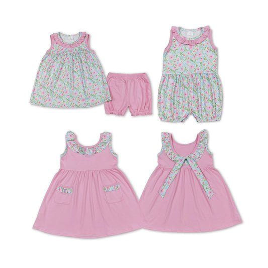 RTS girls floral Short Sleeve Shorts sets dress romper