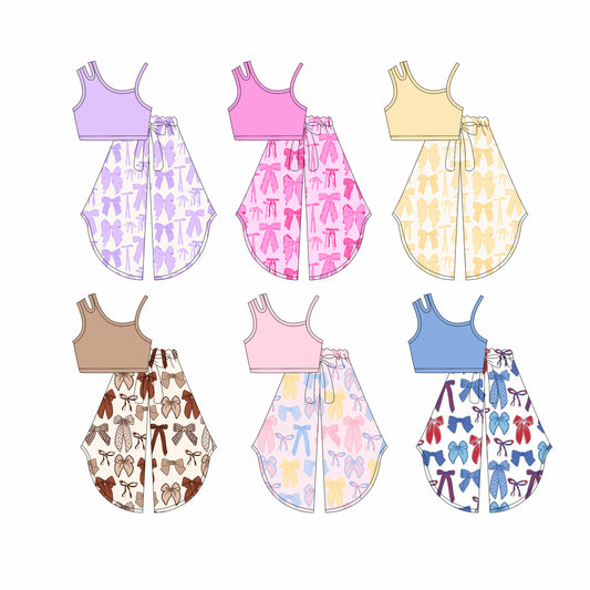 4.1 custom each style moq 5eta 4-6week Sibling Sisters baby girl short sleeve pants sets and sets 6 match family design