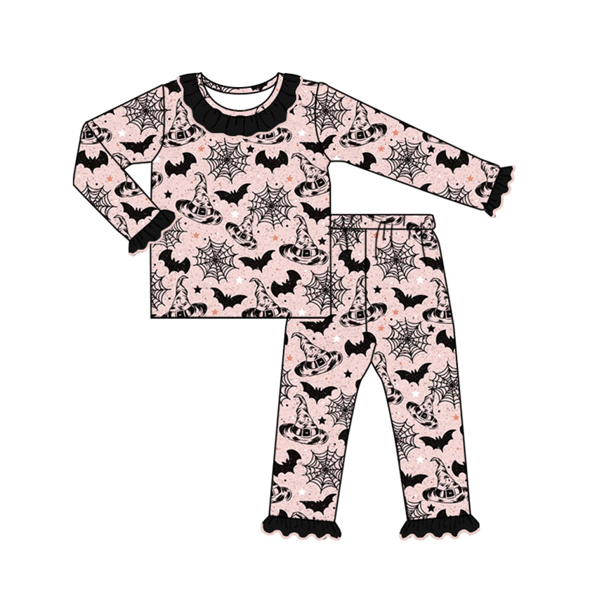 8.1 custom each style moq 5eta 4-6week Sibling Sister bat black baby girls sets and dress and rompers match family design