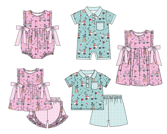 11.29 custom each style moq 5eta 4-6week Sibling Sister lightning seeing car blue baby girl short sleeve shorts sets and sets 2 and girls romper and boy romper and dress match design