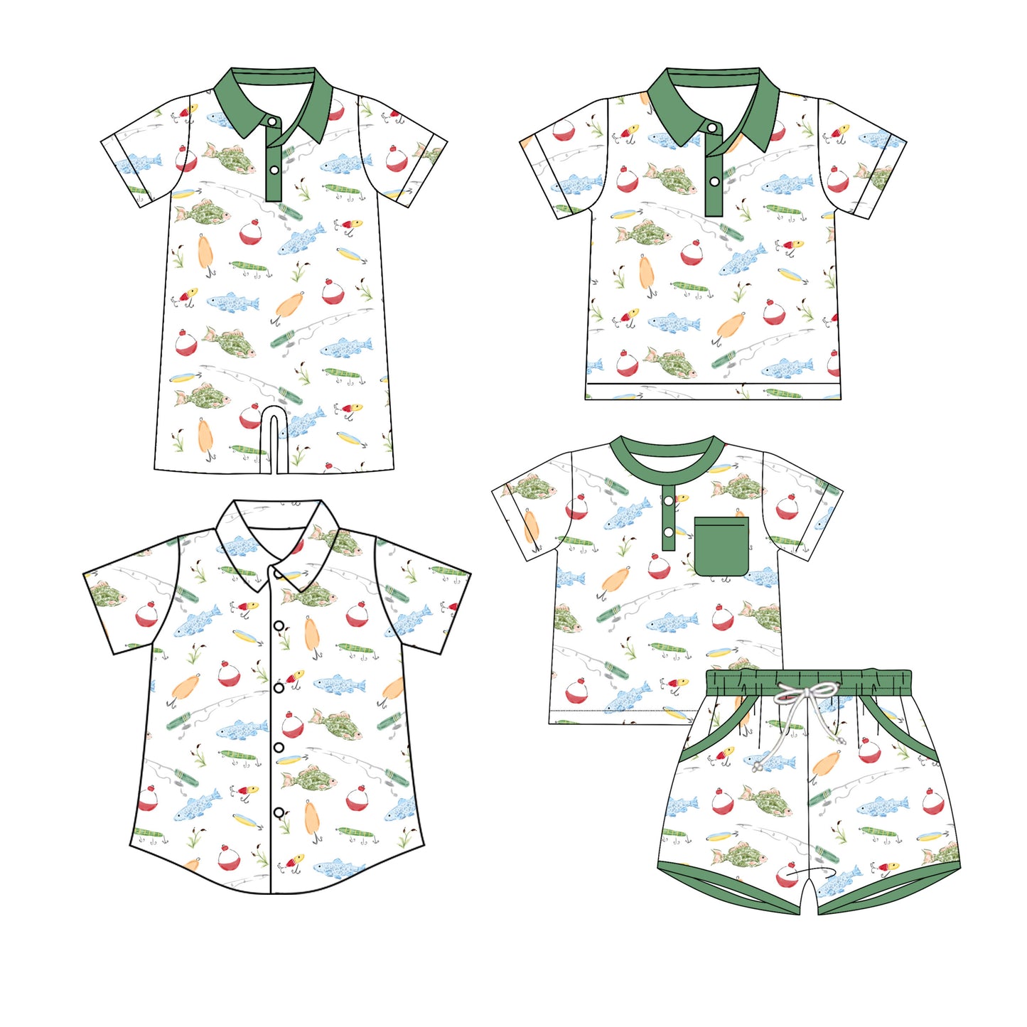 25.11.10 custom each style moq 5 eta 6-8 week Sibling Sister fishing baby boy short sleeve shorts sets and boy rompers and top 2 match family design