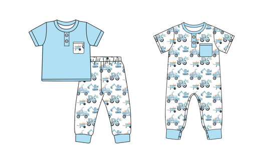 4.28 custom each style moq 5eta 4-6week Sibling Sisters blue baby boy short sleeve pants sets and rompers match family design