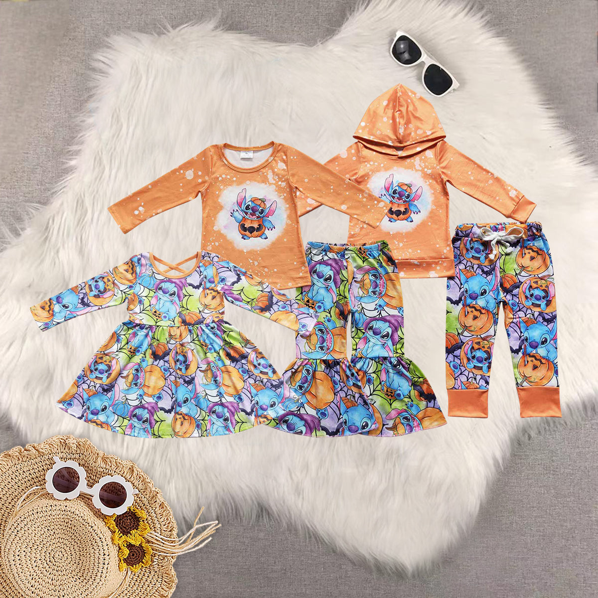 RTS NO MOQ Sibling baby girls baby boys clothes halloween long-sleeved trousers suit & dress