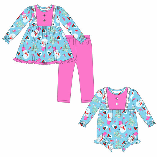 25.6.18 custom each style moq 5eta 4-6week Sibling Sisters Christmas baby girl long sleeve pants sets and rompers match family design
