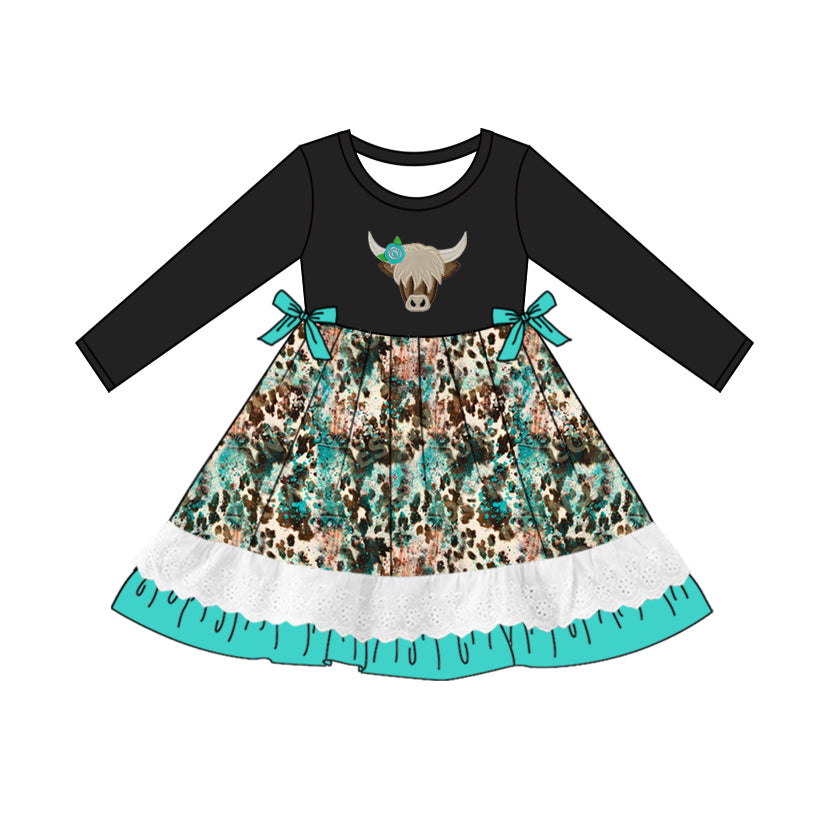 8.27 custom each style moq 5eta 4-6week Sibling Sister cow head black baby girl sets and dress and rompers match family design