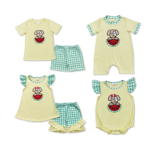 RTS NO MOQ Embroidery short-sleeved shorts suit & short-sleeved sets and romper