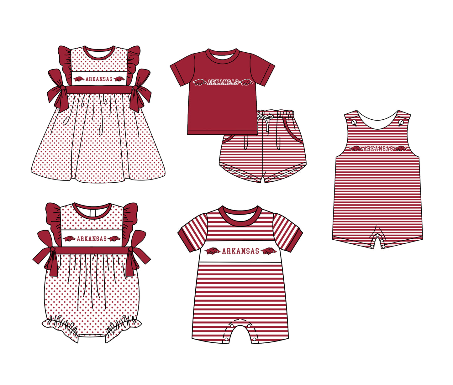 Custom moq 5 mix size milk silk summer teams Boys Short Sleeve Top Striped Shorts Set With Matching Romper Girls Flutter Sleeve Polka Dot Dress Romper