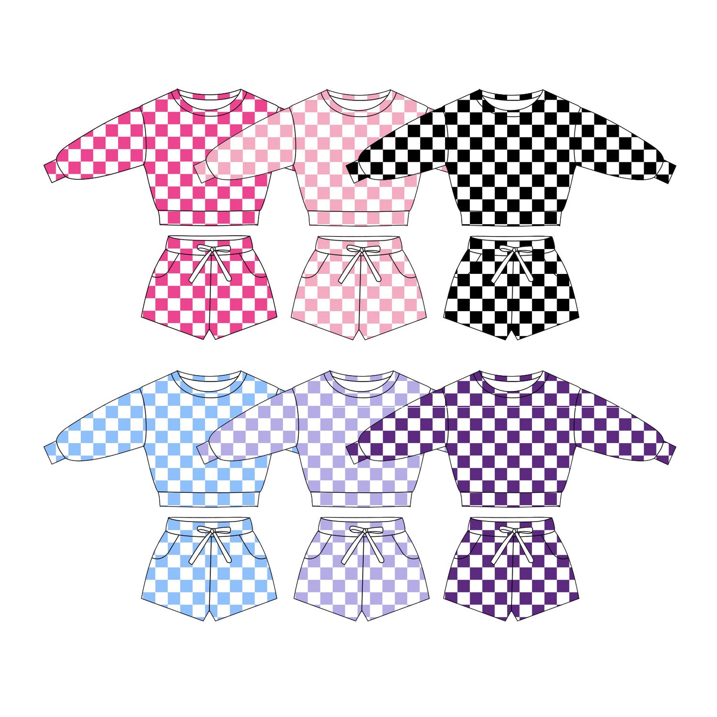 25.10.30 custom each style moq 5 eta 6-8week Sibling Sisters plaid baby girl long sleeve shorts sets 6 match family design