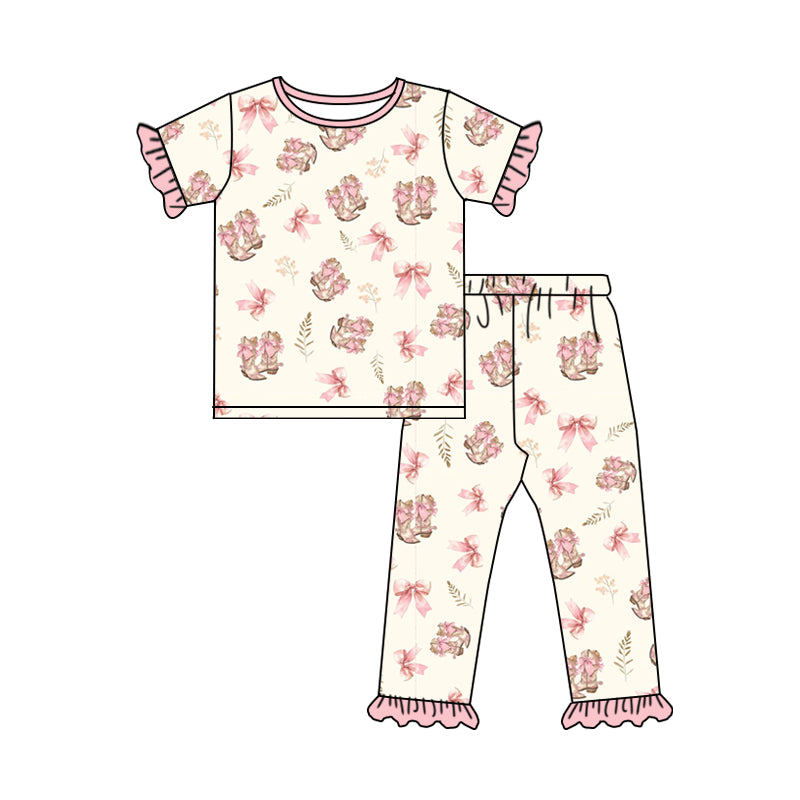 10.1 custom each style moq 5eta 4-6week baby girls clothes boots pink short sleeve pants sets
