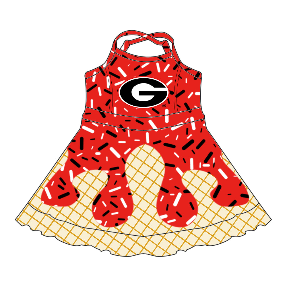 Custom summer teams baby girls clothes team red hooded long sleeve tops and short sleeve top and dress and pants and shorts-25.5.27