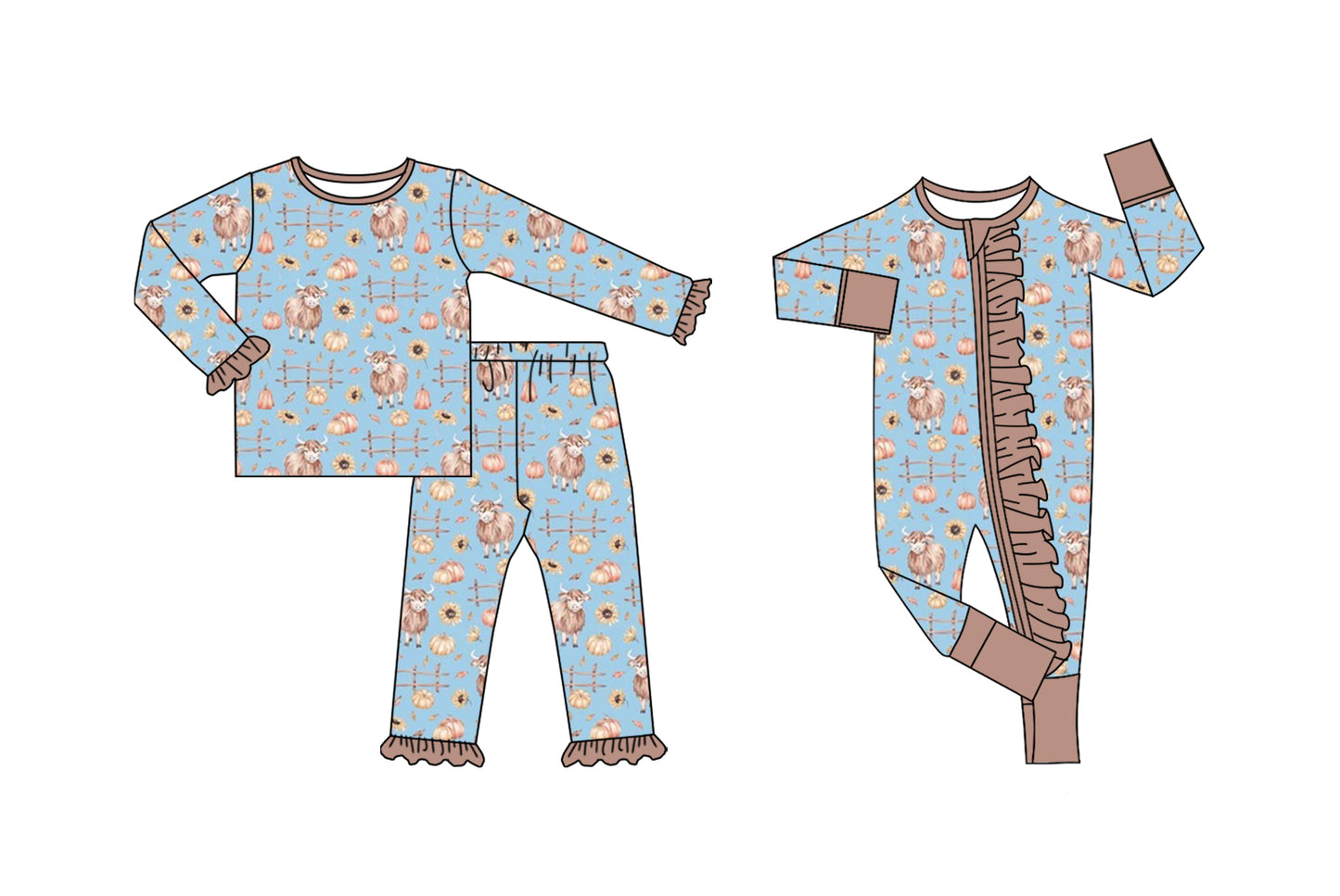 25.6.9 custom each style moq 5eta 4-6week Sibling Sisters pimpkin baby girl long sleeve pants sets and rompers match family design