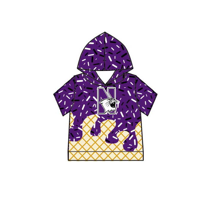 Custom summer teams baby girls clothes team purple hooded long sleeve tops and short sleeve top and dress and pants and shorts-25.5.30