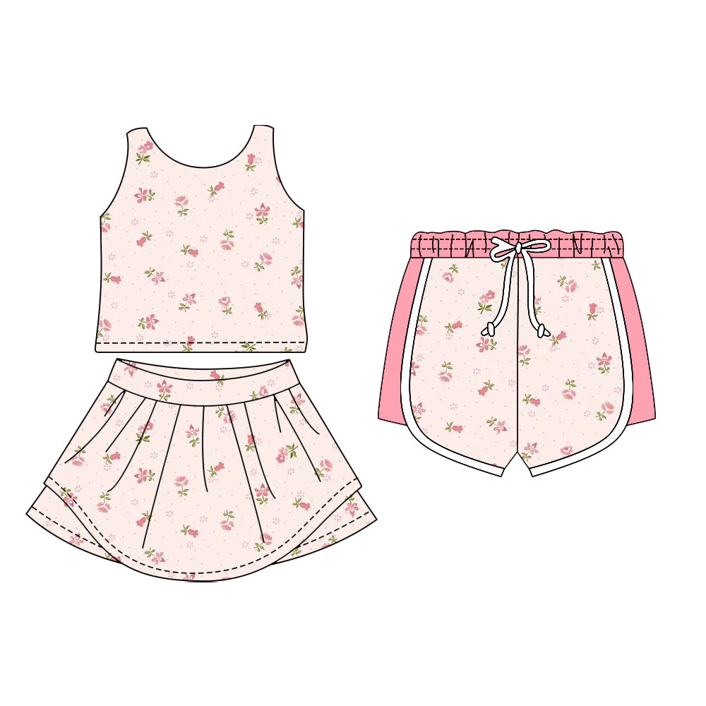 25.11.11 custom each style moq 5 eta 6-8week Sibling Sister floral baby short sleeve skirts sets and shorts match design