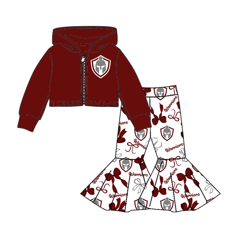 Custom moq 5 mix size milk silk summer teams baby girls clothes bow brick red short sleeve pants sets and hooded long sleeve pants sets-25.7.22