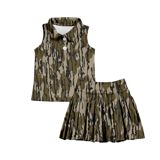 7.2 custom each style moq 5eta 4-6week camouflage green baby girls clothes Yoga Wear girls sets and sleeveless dress