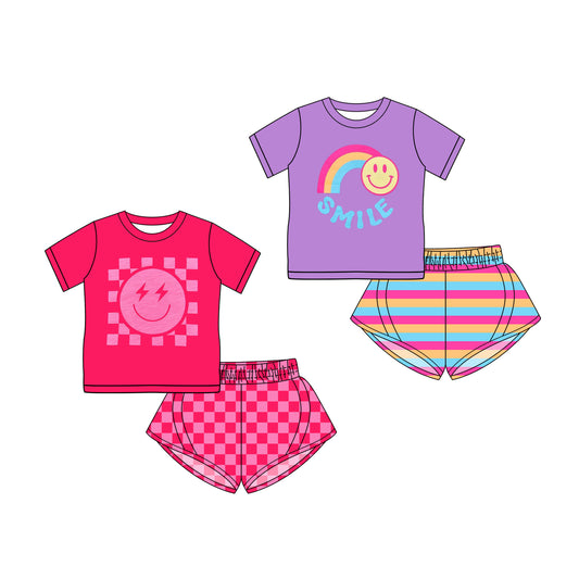 3.14 custom each style moq 5eta 4-6week Sibling Sister baby girls short sleeve set and set 2 match design