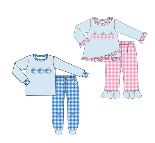 25.6.17 custom each style moq 5eta 4-6week Sibling Sisters Halloween baby girl long sleeve pants sets 1 and sets 2 match family design
