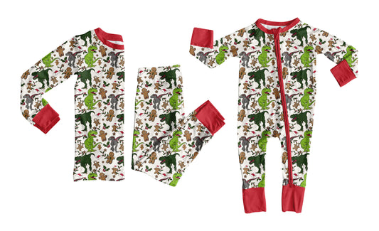 25.8.28 custom each style moq 5eta 4-6week Sibling Sisters Christmas dinosaur baby boy clothes long sleeve pants sets and romper match family design
