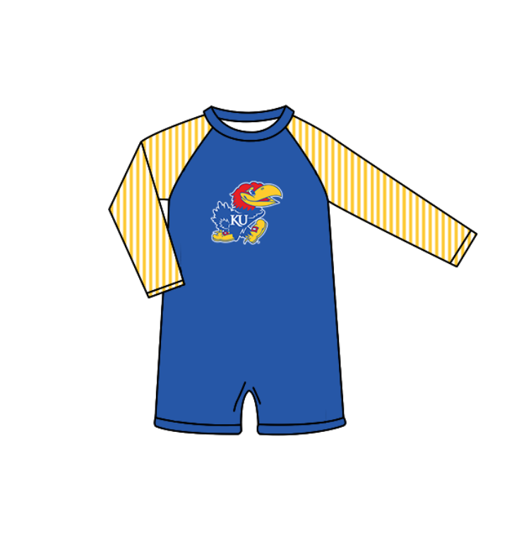 Custom moq 5 mix size milk silk summer teams baby girl boys clothes Blue Two-Piece Swimsuit Set One Piece Swimsuits boy swim trunks