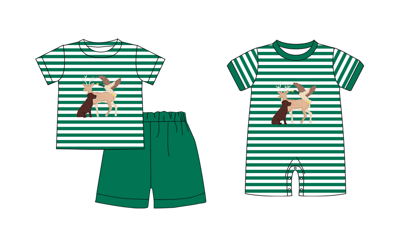 11.9 custom each style moq 5eta 4-6week Sibling Sister duck green striped baby girl short sleeve shorts sets and rompers match design