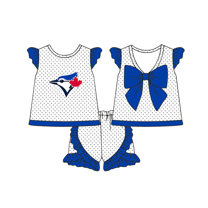Custom moq 5 mix size milk silk summer teams Girls Long Sleeve Blue Top Matching Short Sleeve Set Boys Tops