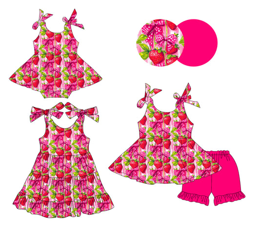 3.16 Custom moq 5 mix size Sibling Baby Girl Bow Strap Top And Shorts Set Dress Rompers Summer Outfit