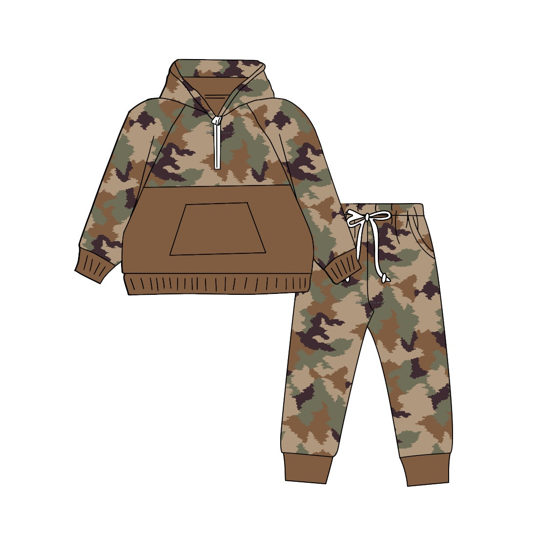 9.6 custom each style moq 5eta 4-6week baby boy clothes camouflage brown long sleeve pants sets