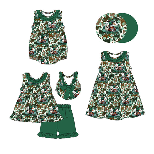 25.12.30 custom each style moq 5 eta 6-8week Sibling Sister duck baby short sleeve shorts sets and romper and dress match design