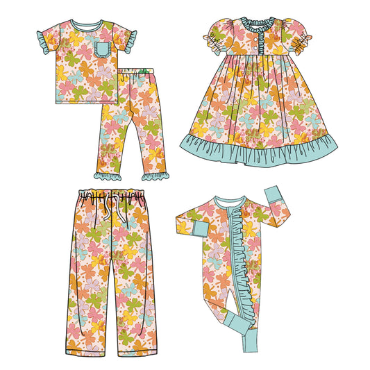 25.9.14 custom each style moq 5eta 4-8week Sibling Sister bow baby short sleeve pants sets and romper and dress and adult pants match design