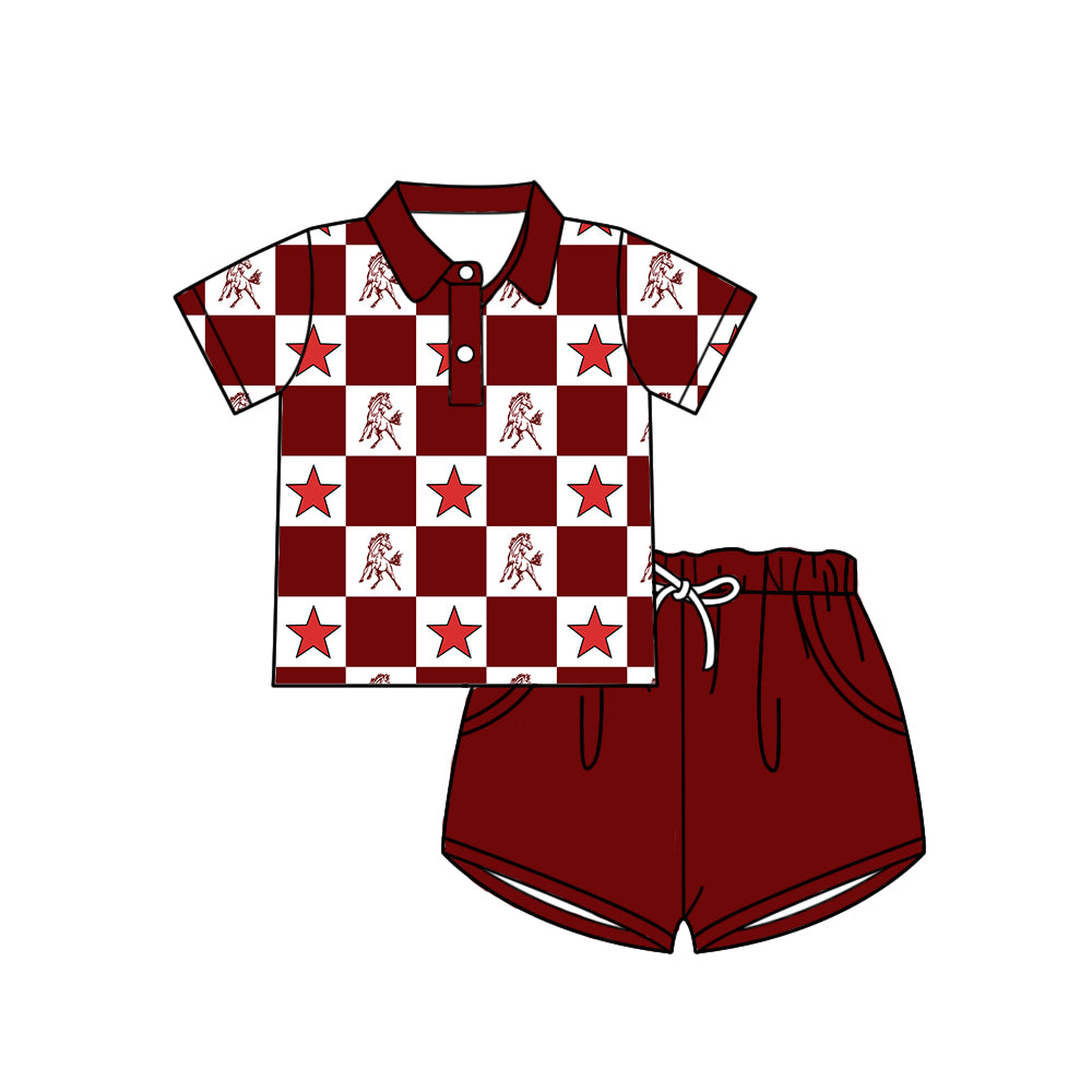Custom moq 5 mix size milk silk summer teams Checked Bows Red Baby Girl Sleeveless Top Skirt Short Set Dress And Shorts Yoga Outfit Boy's Top Shorts Set Romper