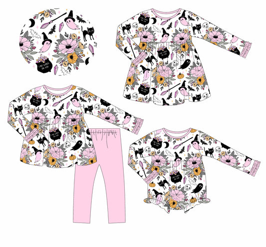 25.6.13 custom each style moq 5eta 4-6week Sibling Sisters floral baby girl long sleeve pants sets and dress and rompers match family design
