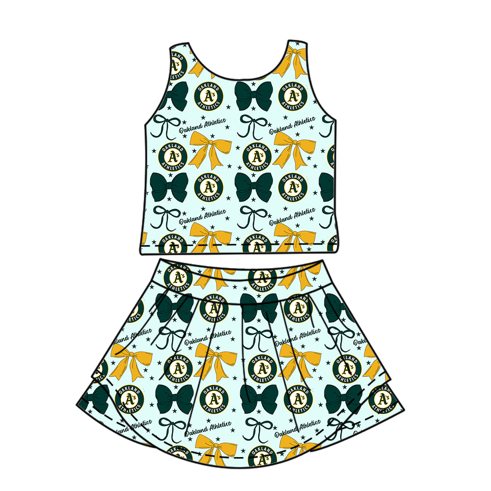 Custom moq 5 mix size milk silk summer teams baby girls clothes team bow sleeveless skirts sets and dress 1 and dress 2 and top-25.6.20