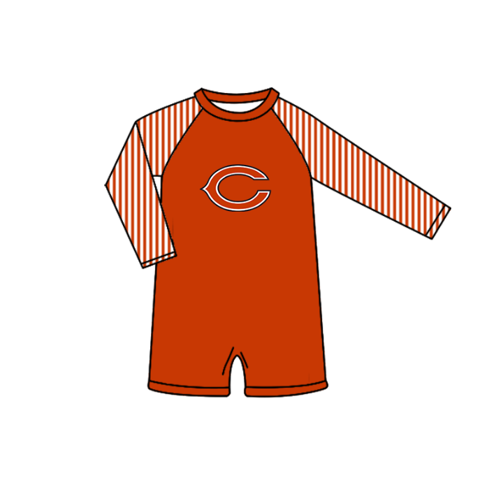 Custom moq 5 mix size milk silk summer teams Orange-Red baby girl boys clothes Two-Piece Swimsuit Set One Piece Swimsuits boy swim trunks