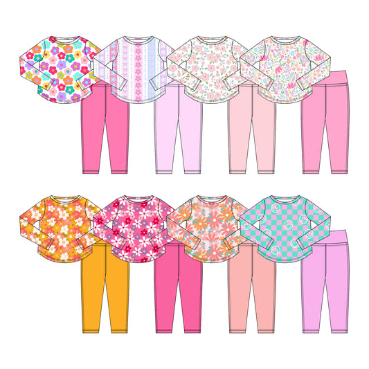 25.10.18 custom each style moq 5 eta 6-8week Sibling Sisters baby girl long sleeve pants sets 8 match family design