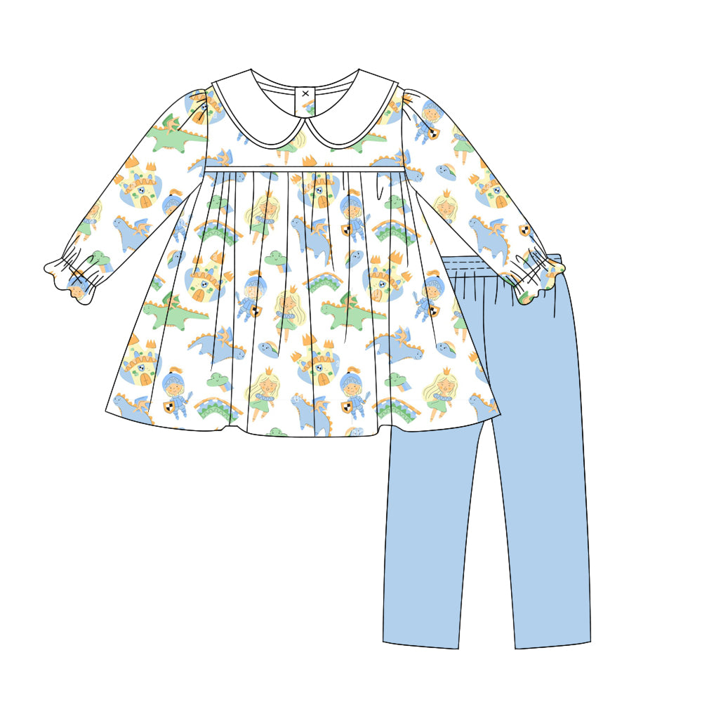 6.18 custom each style moq 5eta 4-6week Sibling Sister dinosaur blue baby girls sets and dress and briefs sets match family design