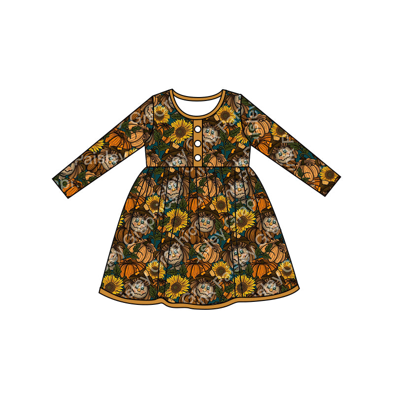 5.25 custom each style moq 5eta 4-5week Sibling Sister Sunflower brown girls outfits and dress match family design