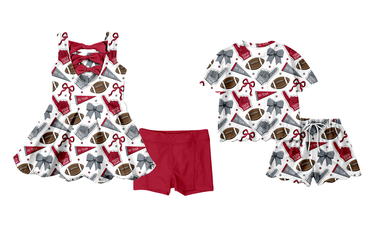 Custom moq 5 mix size Sibling Baby Girl red Sleeveless Yoga Dress And Shorts Outfit Short Sleeved Top And Shorts Set