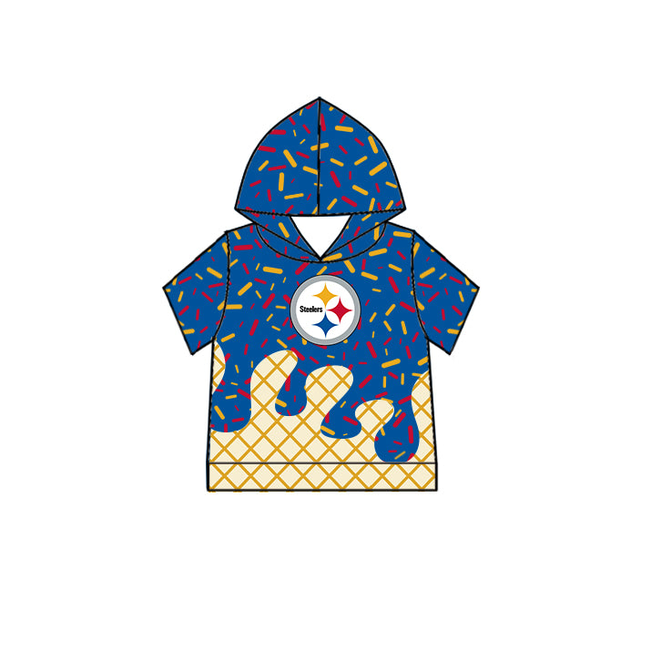 Custom summer teams baby girls clothes team blue hooded long sleeve tops and short sleeve top and dress and pants and shorts-25.6.18
