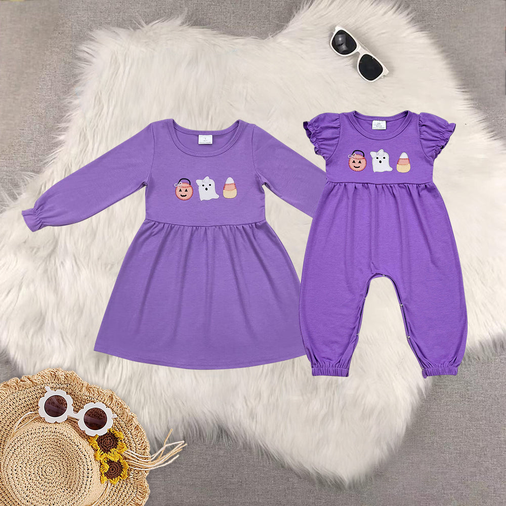 RTS Sibling baby girls clothes embroidery long Sleeve dress and rompers