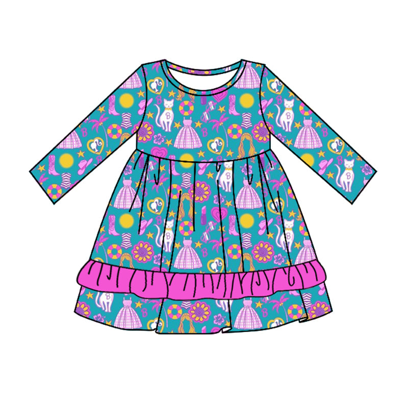 7.31 custom each style moq 5eta 4-6week Sibling Sister blue baby girls sets and dress and rompers match family design