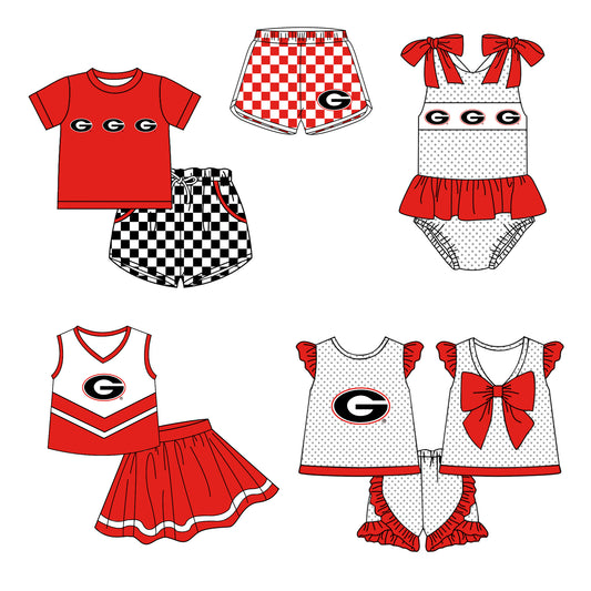 Custom moq 5 mix size milk silk summer teams Boy's Short-Sleeved Shirt Black Plaid Shorts Set Girl's Two Short-Sleeved Outfits with Matching Swimsuits Adult Shorts