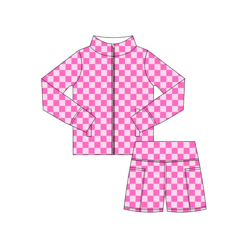 25.5.30 custom each style moq 5eta 4-6week Sibling Sister plaid baby girl long sleeve shorts sets 1 and set 4 match design